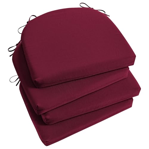 Image of Basic Beyond Outdoor Chair Cushions Set of 4, Outdoor Cushions for Patio Furniture, Water Resistant Patio Chair Cushions with 2 Ties, 17x16x2, Burgundy