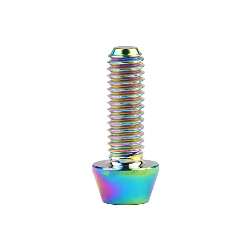 Image of Titanium Ti DIN912 M4 8 10 12 15 20mm Tapered Head Hex Bolts Bicycle Screws Pack of 6 (Multicolored, M4x12mm)