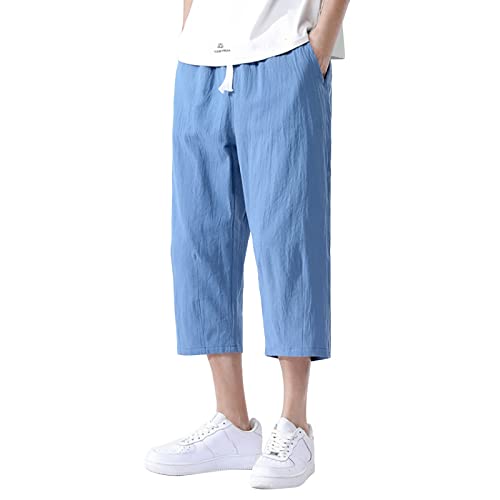 TUQIDEWU Jogginghose Herren Sporthose Freizeithose Leinen-Caprihose für...