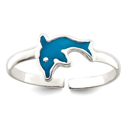 Bague d'orteil dauphin argent 925 poli pour l'été à la plage