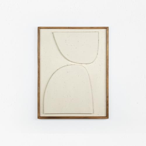 Vaukura Cuadro Decorativo Garai en Relieve 62x82 cm – Diseño Artesanal en Madera de Pino Reciclado – Estilo Rústico Elegante con Formas Abstractas – Cuadro para Salón y Dormitorio