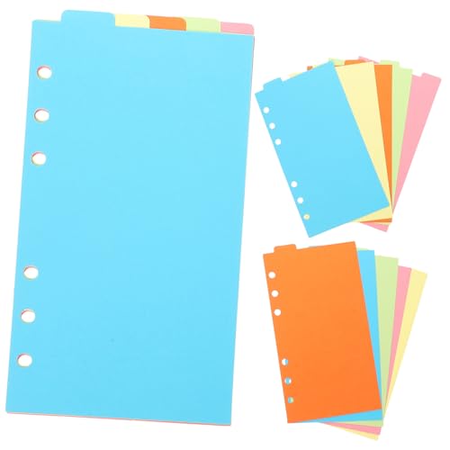Artibetter 6セット カラー索引インデックス仕切り紙 ルーズリーフ用耐久性類タグ付きノートリフィル 書類整理 学校用バインダー補充用