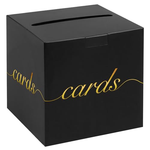 Black Card Box Gold Foil Wedding Favors Gift Card Boxes Post Box Receiving Money Box Holder for Wedding Reception Baby Showers Anniversary Birthday Party Retirement Graduation Envelope Holder