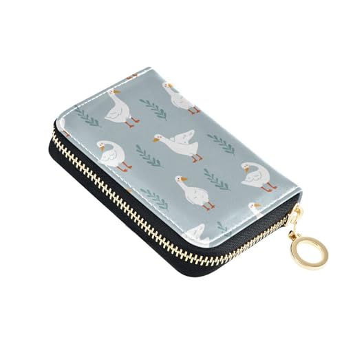 RFID Credit Card Holder Gooses Duck Leather With Zipper Card Case Wallet for Women Girls