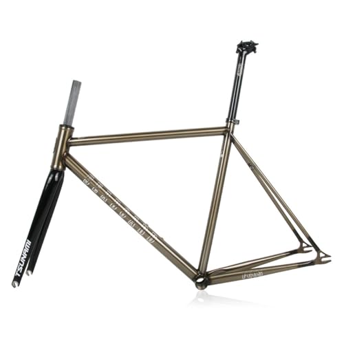 HWEVDHJ 700C Fixed Gear Bike Frameset 50/52/55CM Cr-Mo Steel Frame C Brake Bike Frames Quick Release Frame 100/120mm QR BSA BB68mm(Metallic Color - Gloss,50CM)