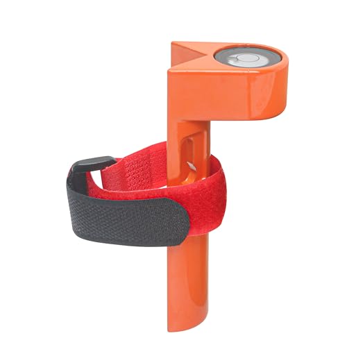 Grade Rod Level, Pole Rod Bubble Level with Adjustable Tie Strap, Aluminum Alloy Stick Right Angle Leveling Tool, 90 Degree Large Handheld Fixed Special Horizontal Bubble Level for Vial Tower Ruler