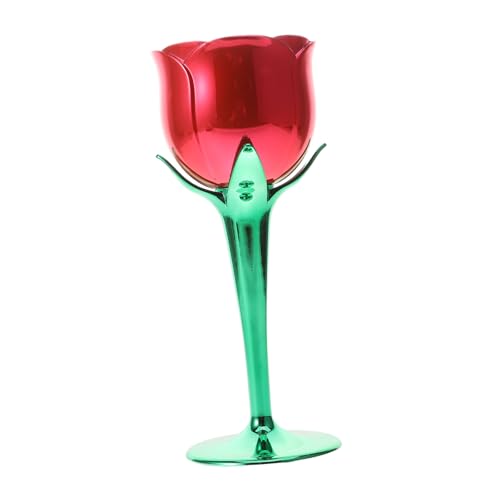 ULTECHNOVO copa de vino rosa vasos de fiesta reutilizables vasos reutilizables copas de vino de flor de rosa taza de flores copas de vino de plástico con tallo el plastico rojo Reutilizable