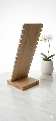 Image of Wooden Necklace Display Stand with SoftVelvet Detachable Tabletop Jewelry Display Boards