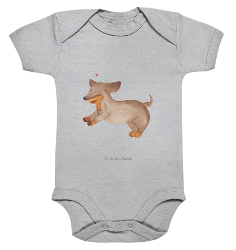 Mr. & Mrs. Panda Organic Baby Body Hund Dackel 12. - 18. Monat - Geschenk, Babystrampler, Dachshund, Baby Erstausstattung, Hundemotiv, Mädchen,