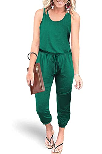 PRETTYGARDEN Womens Jumpsuit Casual Summer Romper 2025 Sleeveless Tank Lounge Cruise Airport Outfits Vacation Clothes