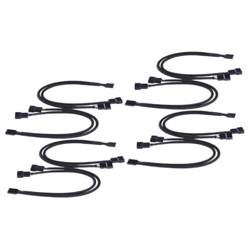 Cable adaptador PWM NUOBESTY de 2 vías con diseño trenzado negro para ventilador de PC de 4 pines