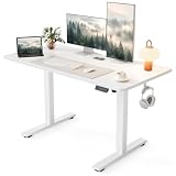 Cubiker Electric Standing Desk, 40"x24" Height Adjustable Desk, Sit Stand up Desk with 4 Memory Buttons, Computer Workstation with Splice Board, Ivory White