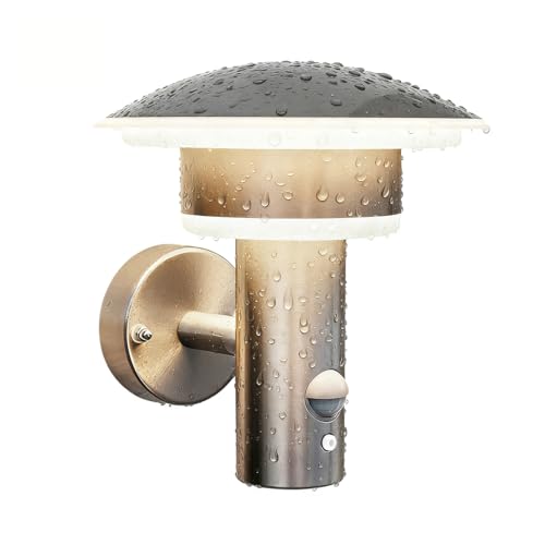 NBHANYUAN Lighting® LED 4 Modi Außenlampe mit Bewegungsmelder und Dämmerungssensor,Aussenwandleuchte Dauerlicht,Silber,IP54,SUS316 Edelstahl,...