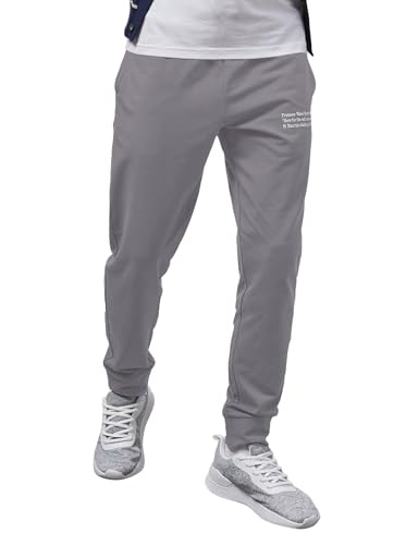Enorsia Pantalones deportivos de pierna recta para hombre con cordón elástico en la cintura y letras frontales, pantalones deportivos casuales para hombre, gris, M