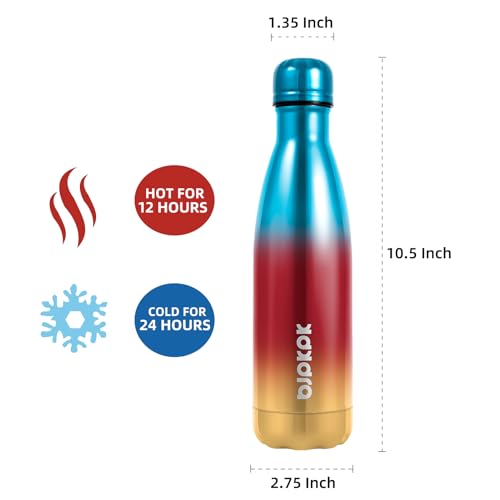 Image of BJPKPK 17 oz Insulated Water Bottle, Stainless Steel Flask, Leak Proof