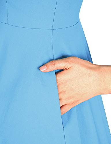 Gowntown 1950S Vintage Dresses Butterfly Sleeve Swing Stretchy Dresses,Light Blue,Large #TOP4