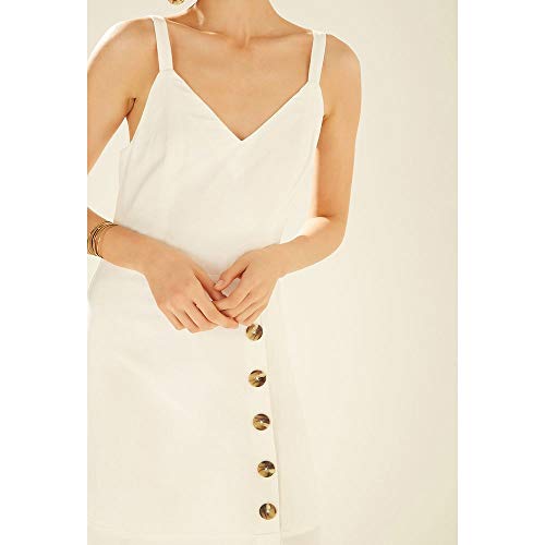 Vestido Linho Botões Saia OFF WHITE/PP