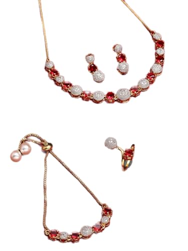 Juego de joyas de latón bicolor con diamantes americanos DMZ-1725