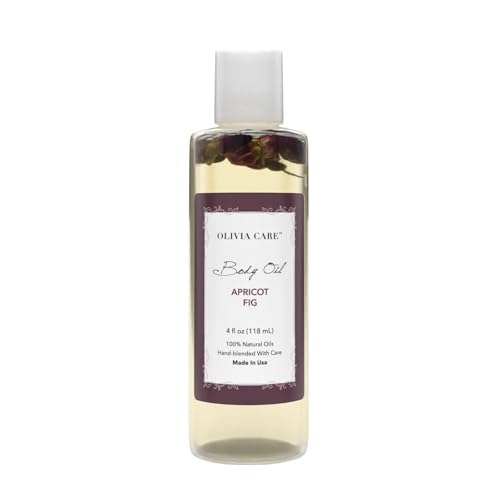 Olivia Care Body Oil Apricot Fig Vegan & Natural Moisturizing - Infused with VITAMIN E, K & Omega Fatty Acids - Refreshing Fragrance - Reduce Dry Skin, Anti-Aging Properties (Apricot Fig)