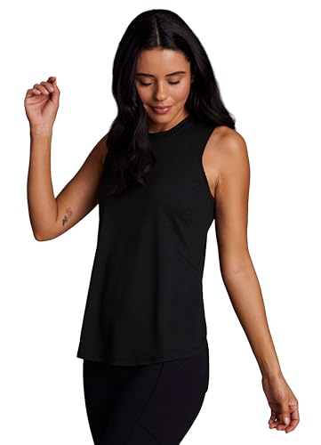 RBX Women's Plus Size Workout Top, Airy Closed Mesh Moisture Wicking Quick Dry Training Gym Tank Top Jacquard Black 2X