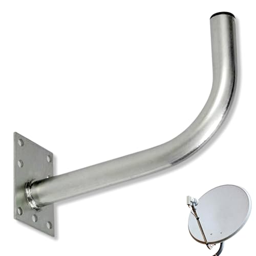 Soportes para parabólicas | Techzoco Soporte Pared En L Para Antena, Soporte Antena Satélite, Soporte Parabólica, Soporte Tubular Tipo L, Acero Galvanizado, Distancia A Pared 28.4 Cm, Apto Para Antenas Hasta 80 Cm, Tubo Ø35 Mm