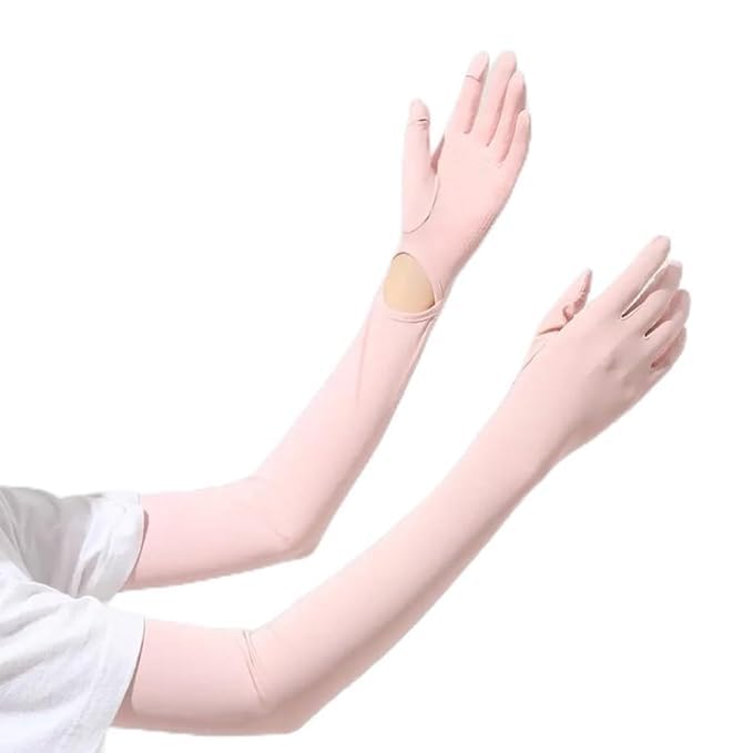 Image of SEMITO UV Protection Sleeves for Women & Girls, Sunblock Driving Gloves Non Slip for UV Protection Cooling Arm Sleeves for Biking, Cricket, Cycling, Golf & Outdoor Sports
