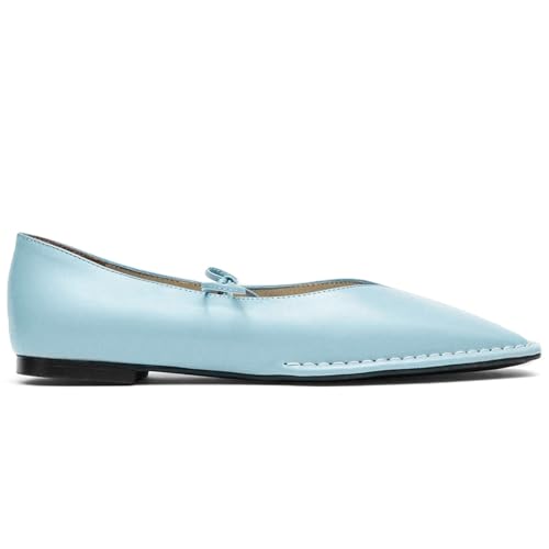 Image of Lace up Ballet Flats Women Square Toe Mary Jane Flats Bow Slip On Comfortable Ballerina Shoes