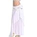 ZLTdream Women's Belly Dance Chiffon Skirt With Coins White, One Size