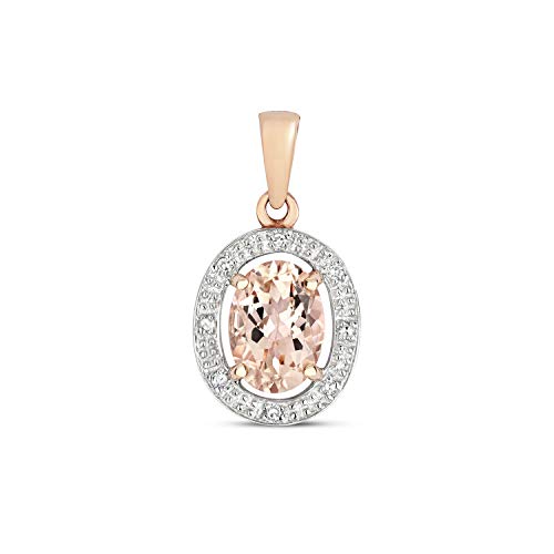 Pendentif Femme Or Rose 375 Joaillerie d'Exception Diamant H-PK et Morganite Fine