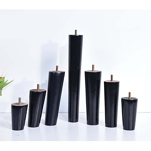 Patas de madera maciza negras para muebles con rosca M8, 4 piezas 4