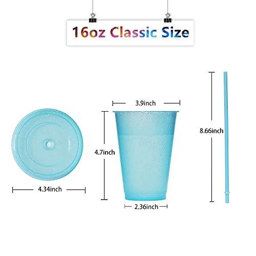 Suertestarry Tumbler With Straw And Lid,Water Bottle Iced Coffee Travel Mug Cup,Reusable Plastic Cups,Perfect For Parties,Birthdays,24Oz-5 Pack (Vivid Glitter(16Oz)) #TOP2