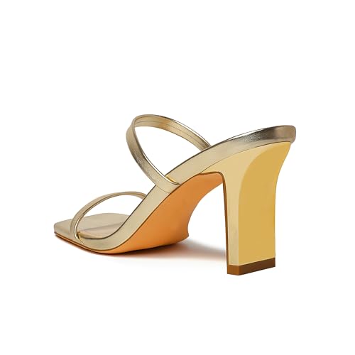 vivianly Womens Chunky Heels 3.15 Inch Square Toe Heeled Sandals Slip On Block Heels Sandals Two Strap Heeled Mules2