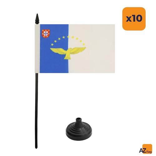 Drapeau de table Açores en polyester petit format 15x10 cm lot de 10 pièces - 5