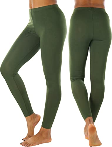 Image of ToBeInStyle Women's Skinny Fit Cotton Full Length Leggings Tights - Regular and Plus Sizes