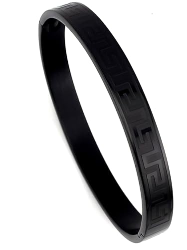Bracelet clé grecque méandre noir résistant : le bijou géométrique fait main durable pour femme