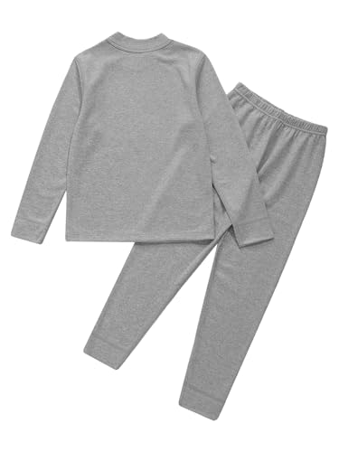 Kids Boys Girls Thermal Underwear Set Winter Warm Long Sleeve Base Layer Tops And Bottoms Sets Gray 3-4 Years4