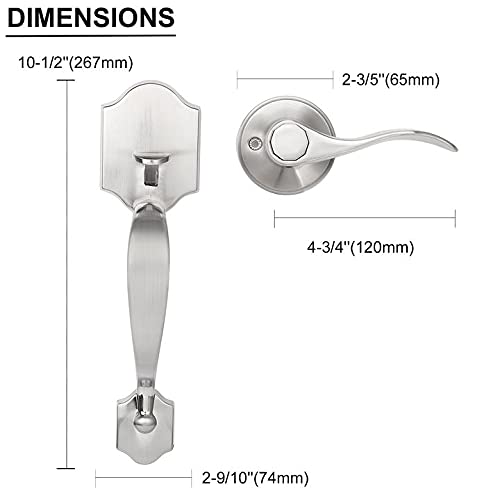 Knobonly Single Cylinder Handleset With Lever Handle For Interior Doors, Contemporary Hardware Single Cylinder Deadbolt Handle Set Satin Nickel, Reversible For Right/Left Handed Door #TOP4