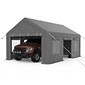 Carport 13x20ft Portable Upgraded Garage?Heavy Duty Carport with 4 Roll-up Doors & 4 Ventilated Windows, UV Resistant All-Season Waterproof Tarp, Reinforced Steel Poles, for Car, Truck, Boat
