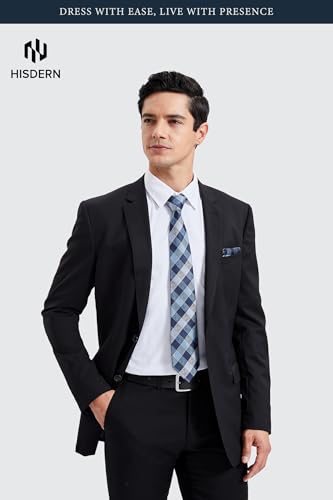 Image of HISDERN Mens Dress Shirt with Tie Pocket Square Set Classic Button Down Shirt Matching Tie Long Sleeve Shirts