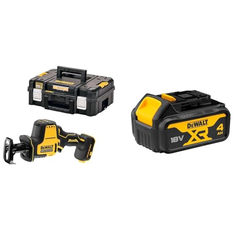DEWALT DCS369NT-XJ Scie Sabre Compacte - XR 18V - Brushless - Sans Batterie Ni Chargeur & Batterie XR 18V 4 Ah Li-Ion - DCB182-XJ - Compatible Avec Tous Les Outils XR 18V Bricolage et Jardin DEWALT