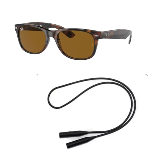 Ray-Ban RB2132 Sunglasses Bundle: RB 2132 NEW WAYFARER 710 New Wayfarer Light Havana B-15 and Universal Anti-slip Silicone Leash2
