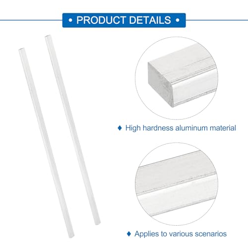 Image of MECCANIXITY 6 Pcs Square Aluminum Flat Bar, 5 /32 inch (4mm) Thick x 25 /64 inch (10mm) Width x 12 inch (305mm) Long 6061 Aluminum Flat Plate Solid New Mill Stock Silver for Industrial Building