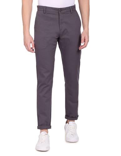 Image of U.S. Polo ASSN. Men's Regular Solid Textured Austin Trim Fit Mid Rise Casual Trousers