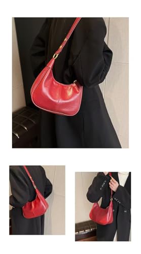 Image of Small Hobo Bags for Women Leather Shoulder Bag | Retro Crescent, Crossbody bag, Trendy Purses, Zipper