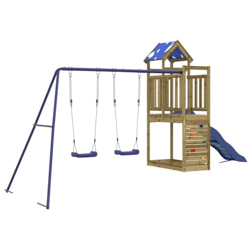 vidaXL Aire de Jeux d'extérieur Bois de pin imprégné, Ensemble de Jeu, Ensemble de Jeu en Bois, Ensemble de Terrain de Jeu