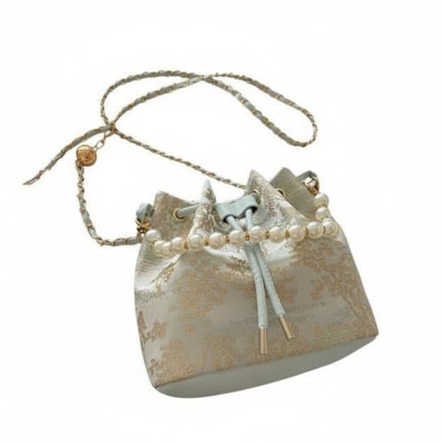Sac à main brodé à motif asiatique avec cordon de serrage et chaîne pour sortie et soirée