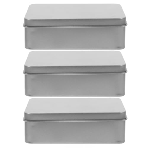 AUTSUPPL 3個 長方形ブリキ缶 軽量コンパクトで持ち運び便利 蓋付き耐久性メタルケース キャンディーや小物収納 プレゼント箱や旅行用にも