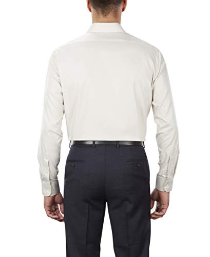 Van Heusen Men's Herringbone Regular Fit Solid Spread Collar Dress Shirt, Khaki, 15.5' Neck 32'-33' Sleeve