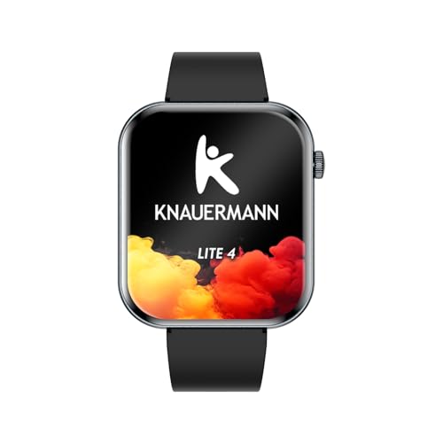 Knauermann Lite 4 rectangulaire Noir : Montre Connectée Écran Rectangulaire avec Bracelet Silicone
