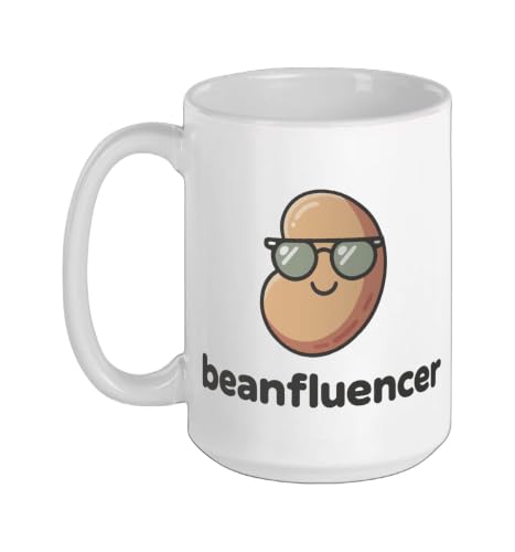 Bean Influencer Beans Lover Vegan Humor Beanfluencer Ceramic Mug, White, 15oz